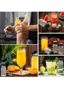 2/4/6/8/12pcs Plastic Juice Bottles With Caps, Juice Containers With Lids For Fridge, Reusable Juicing Bottles, Smoothie Bottle, Empty Plastic Juice Bottles, Drink Containers With Lids, Empty Milk Bottles Plastic Smoothie Drink Bottles, For Outdoor, Camping