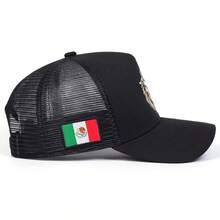 1pc Men's Lion Head Embroidered Baseball Cap, Fashionable Trucker Hat, Adjustable Sun Protection Casual Mesh Cap, Suitable For Spring, Autumn Outings, Travel, Beach, Party - Black - View 4