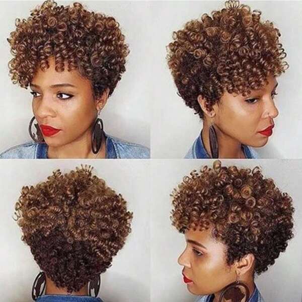 Perruque frisée afro de style court européen et américain, perruque de cheveux courts à boucles spirales, perruque synthétique résistante à la chaleur