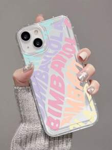 1pc Letter Print Transparent Phone Case Compatible With Apple &