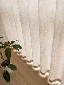 1 perdea modernă din in, din tifon - stil japonez din in, design cu buzunar pentru tijă, potrivită pentru sufragerie și dormitor - perdea transparentă și filtrantă, perdea pentru sufragerie, perdea pentru dormitor (greutate material 160 g)