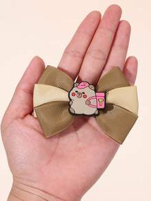 2 件女孩可爱水豚蝴蝶结发夹鳄鱼夹发夹适合日常使用，送给朋友的礼物，动物发饰