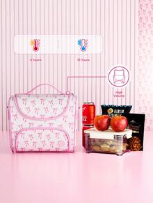 带肩带的保温午餐袋 - 适合女士和成人的时尚可重复使用防水冷藏手提袋，防漏保温便当盒，带厚铝衬里，非常适合工作、学校、办公室、野餐、旅行和露营 - 粉色 - 查看 2