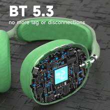 28Hours Playtime Over Ear White Bluetooth Headphones Wireless And Wired Beas Youth Student TV Headphone With Microphone Type-C Charging For Android Phone - 綠色 - 查看 2