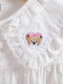 女童返校长袖翻领薄款衬衫，秋季款 - 白色 - 查看 4