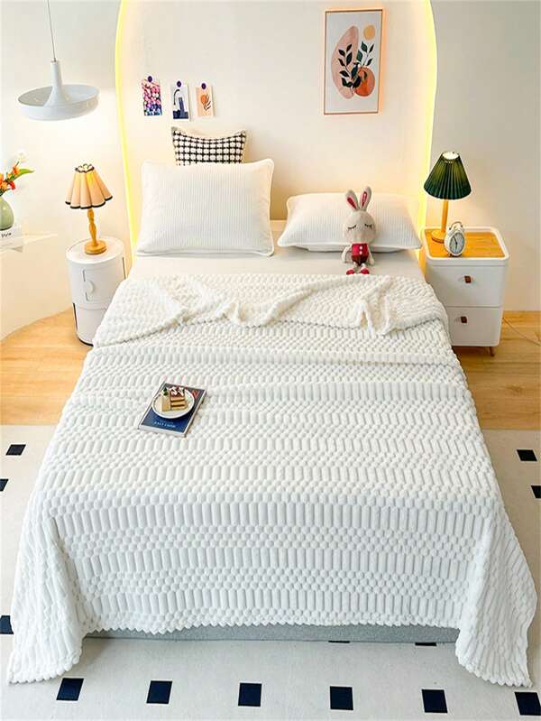 1pc Fleece Blanket, Cozy Throw Blanket For Bed, Sofa, Office Nap, All Season