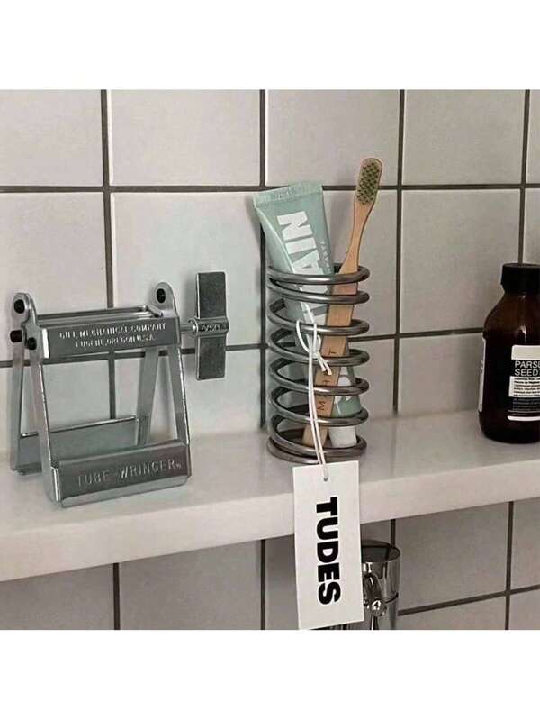 (Easy To Install On The Desktop) Ins Style Stainless Steel Threaded Toothed Toothbrush Holder, Shelf, Makeup Brush Storage Rack, Pen Holder, Handicrafts