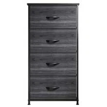 4 Drawer Storage Dresser Fabric Chest Of Drawers Sturdy Steel Frame Furniture Storage Organizer For Living Room,Bedroom,Hallway - Black Wood Grain - View 8
