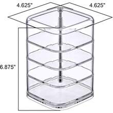 4-Tier Acrylic Hair Accessories Organizer With Lid, Plastic Jewelry Holder, Rotating Makeup Accessories Container, Beauty Supply Storage, Clear, Square (4.5" X 4.5")No. 30111 - Square - View 4