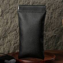 2025秋冬畅销促销荔枝纹自动闭合数据线耳机收纳袋，迷你便携数码包，带按扣