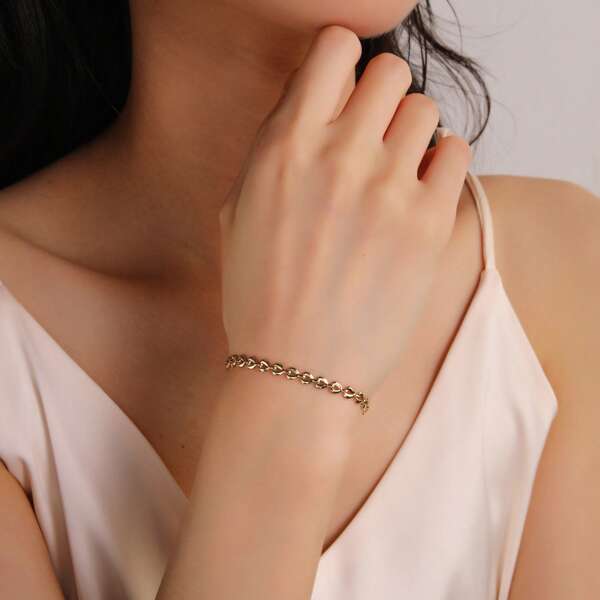 1 Piece Romantic Heart Ring Clasp Women's Gold Bracelet