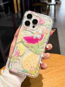 Funda de teléfono de material TPU con patrón de sandía y piña, compatible con iPhone 14/13 Pro Max/12 Pro/11/Xr/Xs/7/8 Plus, S10/S22/A12/A50/A52/S24/A135G y talla grande