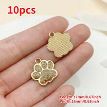 Mix de 10 peças de pingente de pata de gato com gotejamento de óleo em ouro antigo de 17x16 mm, face única, adequado para colar, pulseira, brinco, acessórios para fabricação de joias