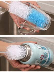 1pc Long Handled Cup Brush, Kitchen Glass Bottle Cleaning Brush, Milk Bottle And Teacup Washer, Manual Non Electric Cleaning Tool