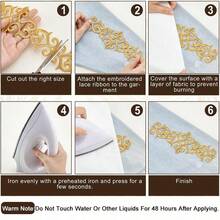 1M 7.6cm Hot Melt Adhesive Lace Trim Ribbon Crafts DIY Sewing Costumes Embroidery Golden Lace Ironing On Flower For Wedding Dresses Home Decor - Multicolor - View 6