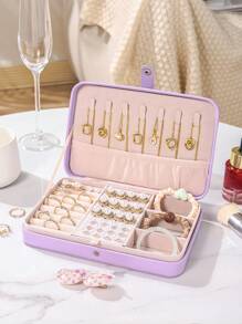 Luxury Leather Jewelry Box, Jewelry Organizer, Ring Box. Retro PU Leather Jewelry Box For Women, For Storing Earrings, Necklaces, Rings, Bracelets, Watches And Other Accessories, Perfect Mother's Day Gift Back To School