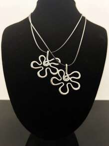 1pc Minimalist Silver Flower Pendant Necklace, Versatile Choker Necklace For Daily Wear