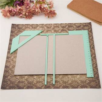 4Pcs/Set Bookbinding Ruler Set With L Ruler T Ruler Spacing Guide Corner Cutting Square Tools For Scrapbooking And Album Making