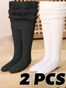 女童200克保暖内衬连裤袜，纯色不透明连裤袜，适合秋冬季穿着 - 彩色 - 查看 13