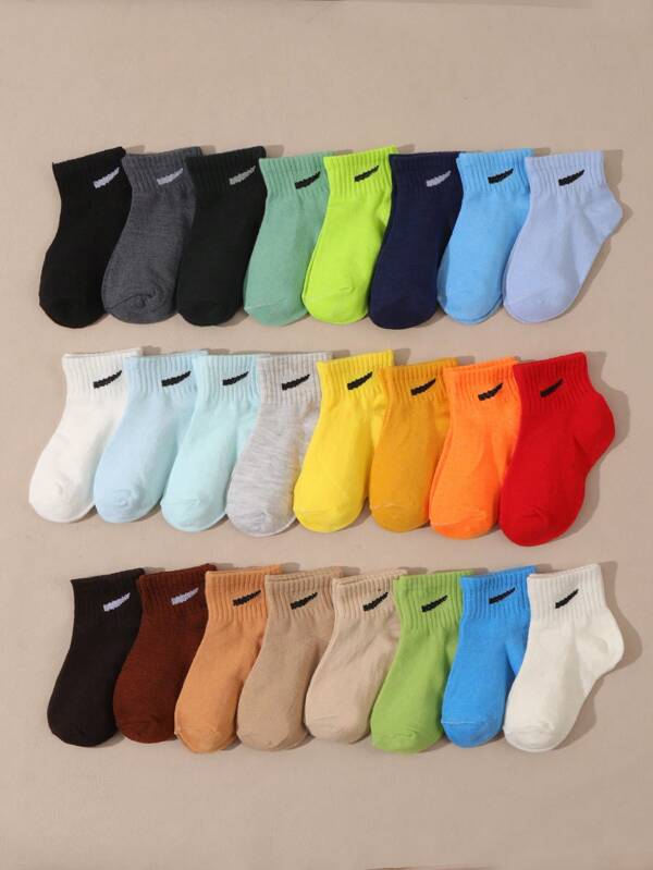 10 Pairs Infant & Toddler Assorted Candy Color Mid-Calf Socks