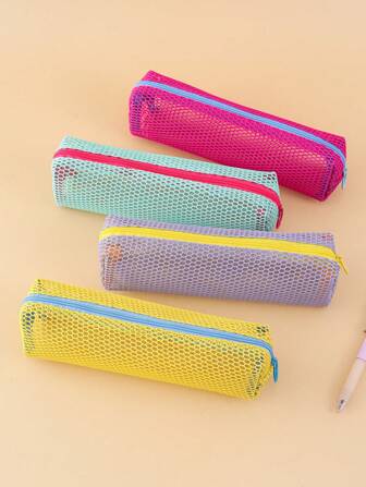 Dopamine Colorful Extended Mesh Pencil Pouch, Multi-Pocket Portable Stationery Bag For Male And Female Students, Back To School Season, Pencil Pouch Stationery Bag,School Supplies,Pencil Case,Pencil Pouch,School Bag