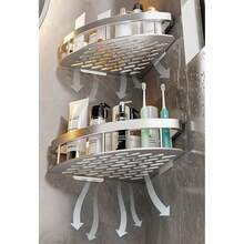 1/2/3-Pack No-Drill Corner Shower Rack, Large-Capacity Shower Basket, Shampoo And Shower Gel Rack, Bathroom Sundries Rack, No-Drill Wall-Mounted Bathroom Supplies, Silver/Black Back To School - Silver - View 3