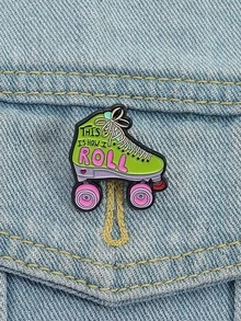 1 件个性化绿色滑冰鞋设计胸针创意卡通配饰胸针徽章胸针领针