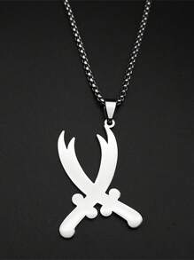 Imam Ali Sword Muslim Islam Knife Chain Necklace For Men Women Stainless Steel Arabic Zulfiqar Enamel Pendant Necklaces Jewlery