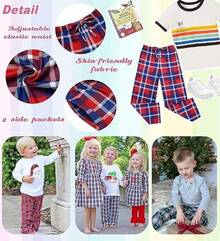 Boys Pajama Pants Long Sleep Soft Elastic Waist Bottoms Plaid Lounge With 2 Pockets 4-14 Years - Red - View 5