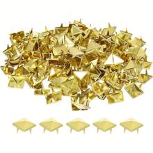50/100pcs Square Pyramid Studs, 10mm 4-Prong Nailheads, Punk Rock Rivet Spots, For Bags, Shoes, Leather Crafts (Silver Color)