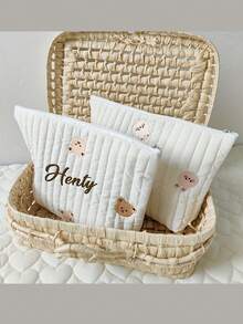 Personalized Diaper Bag With Embroidered Bear & Rabbit Designs - Adorable Travel Tote Bag, Suitable For New Moms, Can Customize Name As Baby Shower Gift, Delivery Gift, Newborn Essential, Modern, Colorful, Cute - Multicolor - View 6