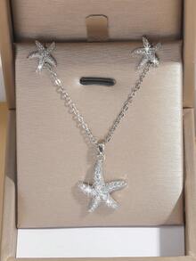 3 件女士首饰套装：海星耳钉，搭配优雅的海星吊坠项链，适合送礼、派对和日常佩戴