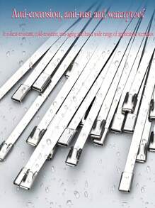 100pcs Stainless Steel Self-Locking Cable Ties, Rust-Proof, Corrosion-Resistant, High Temperature Resistant, Industrial Metal Zip Ties