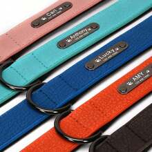 Personalized Engraved Genuine Leather Dog Collar (Leash Optional), Soft Padding, Textured Leather, Suitable For Small, Medium, Large Dogs - Multicolor - View 5