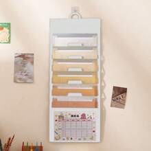 1 件 A4 尺寸渐变白色背景悬挂式文件整理器，带 6 个储物隔层，适合学校和办公室使用、日常居家生活、返校、学校用品 - 均碼 - 查看 9