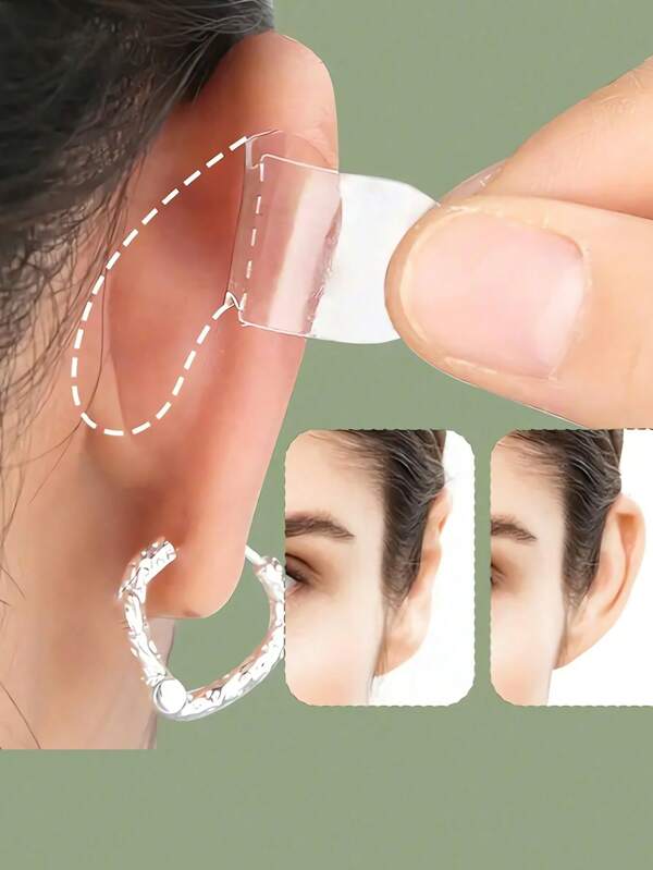 60 Invisible Ear Stickers, Hypoallergenic Support Stickers, Suitable For Role-Playing And Facial Contouring - Transparent Vertical Correctors Suitable For Both Men And Women, Invisible Hypoallergenic Silicone Ear Stickers - Transparent Anti-Sagging Ear Stickers, Suitable For Role-Playing, Cosplay, And Parties, Odorless Support Stickers For Facial Contouring
