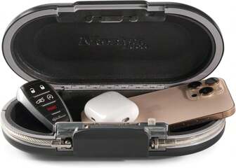 Portable Small Lock Box, Set Your Own Combination Lock Portable Safe, Personal Travel Safe, ‎5900D, Gunmetal Grey