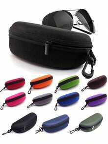 防压 EVA 太阳镜盒 - 防水牛津布拉链收纳带登山扣，便携式旅行眼镜收纳盒，适合男士/女士（时尚黑色和多色可选） - 多色 - 查看 2