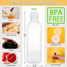 10oz Condiment Squeeze Bottles With Flip Top Lid 4 Pack Refillable Condiment Containers Ketchup Squeeze Bottles Leak Proof Dispenser For Syrup Oil BBQ Sauce With Labels Markers - Clear - View 6