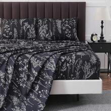 Black Sheets, Deep Pocket, 1800 Thread Count, Soft Breathable, Cute Printed Boho Farmhouse Bed Sheets, Up To 18 Inch - Black - View 10