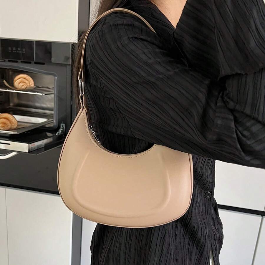 Solid Color Minimalist Luxury Five-Pointed Star Shoulder Bag - Khaki - View 1