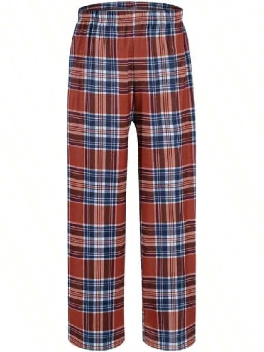 Boys Pajama Pants Long Sleep Soft Elastic Waist Bottoms Plaid Lounge With 2 Pockets 4-14 Years - Pattern 140 - View 1