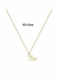 1 件女式小字母 A-Z 首字母项链镀金不锈钢雕刻字母项链美观生日情人节礼物珠宝 - 金色 - 查看 2