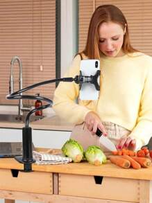 1 pieza Nuevo soporte de teléfono de acero al carbono reforzado, soporte de teléfono giratorio 360° con base espiral flexible - Compañero de mesita de noche perfecto para smartphones