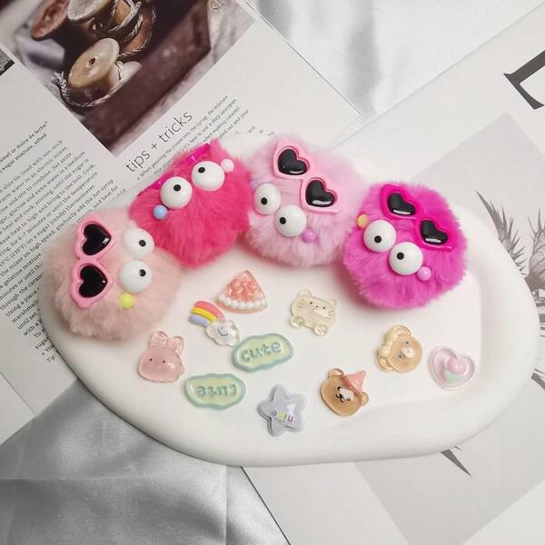 14pcs/Set Colorful Cute Sunglasses Plush Ball + Accessories, Shoe Decorations, Shoe Charms, Valentine's Day & Party Favors, Perfect Gift (Shoes Not Included)
