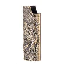 1 pieza Carcasa para encendedor con diseño 3D de Pixiu, apta para encendedor BIC J6 de tamaño completo: carcasa de metal fashion durable a prueba de explosiones, encendedor vintage minimalista a prueba de viento y duradero - Multicolor - Ver 4