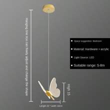 XINGOO Schmetterling Pendelleuchte, moderne Acrylschirm, LED Gold Pendelleuchte, geeignet für Treppen, Küche, Esstisch, Nachttisch, Kinderzimmer Deko, Mädchenzimmer 3000K Warmweiß Licht 110-220V