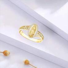 1Pc Retro Women's Fashion Virgin Mary Ring, Suitable For Valentine's Day, Vacation, Commuting, Dating, Party, Wedding, Engagement, Proposal Ring, Suitable For Wife, Girlfriends, Anniversary, New Year Gifts, Suitable For All Seasons - 金色 - 查看 3