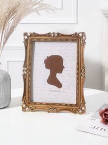 1pc Retro Vine Wreath Shaped Resin Photo Frame, Elegant Vintage Floral Pattern Decorative Border, Handpainted Home Decor Photo Frame, Suitable For Photo Display And Photography Prop - Gold - View 10