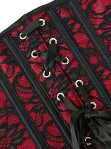 Women Corsets Sexy Waist Trainer Gothic Satin Cincher Jacquard Underbust Top Short Steel Boned Girdles Vintage Lace-Up Corset Tops Halloween Party Tops Slimming Shaper Lingerie For Christmas